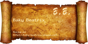 Baky Beatrix névjegykártya